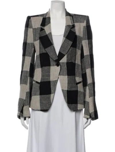 Pre-owned Ann Demeulemeester Linen Plaid Print Blazer In Neutrals