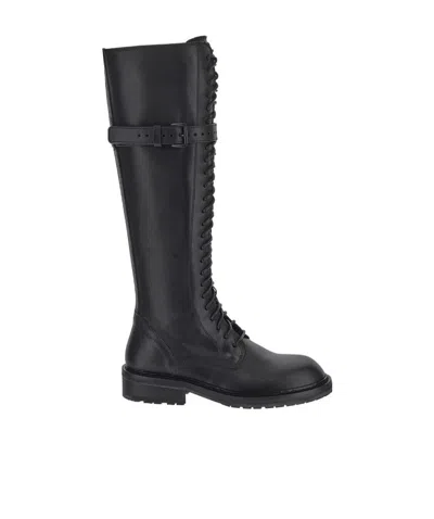 Ann Demeulemeester Logo Lacing Boots In Black