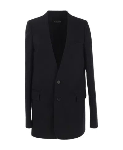 Ann Demeulemeester Logo Lapel Suit Jacket In Black