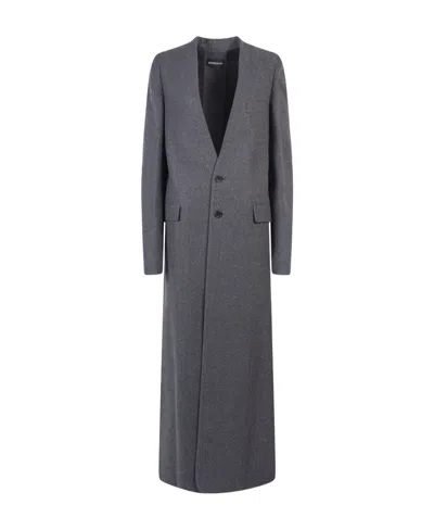 Ann Demeulemeester Logo V-neck Long-sleeved Coat In Blue