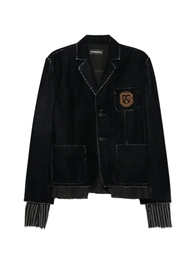 Ann Demeulemeester Logo-patch Layered Jacket In Blue