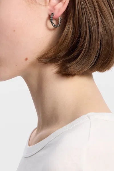 Ann Demeulemeester Lone Grained Hoop Earrings In Neutral