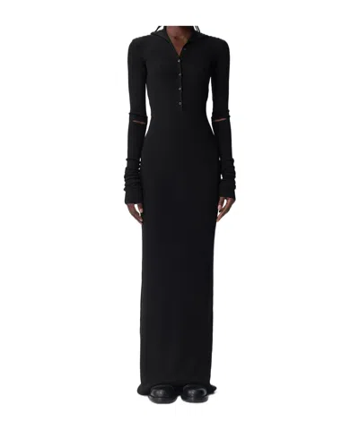 Ann Demeulemeester Long Ribbed Dress In Purple