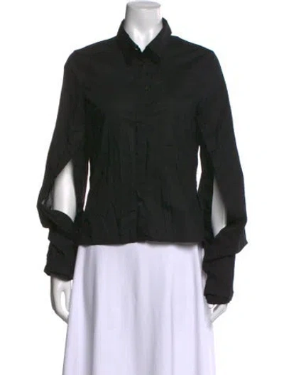 Pre-owned Ann Demeulemeester Long Sleeve Button-up Top In Black