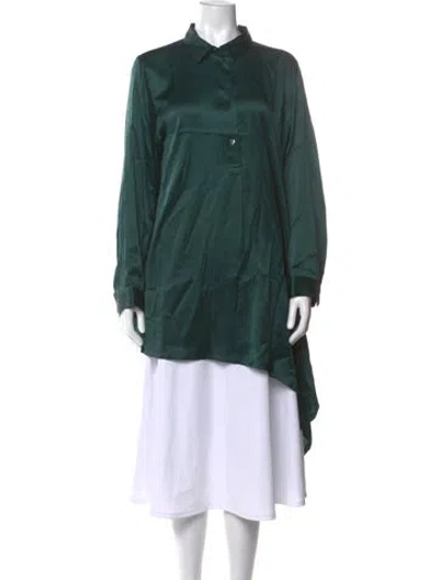 Pre-owned Ann Demeulemeester Long Sleeve Button-up Top In Green