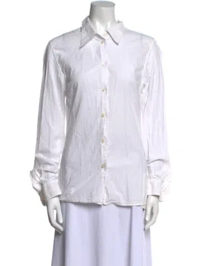 Pre-owned Ann Demeulemeester Long Sleeve Button-up Top In White