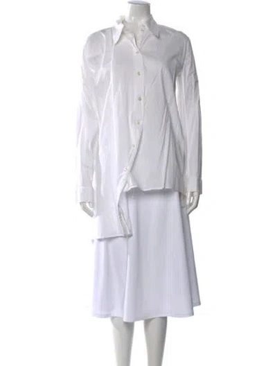 Pre-owned Ann Demeulemeester Long Sleeve Button-up Top In White