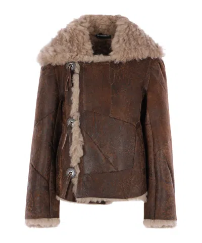 Ann Demeulemeester Long Sleeve Jacket In Brown