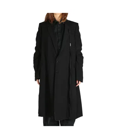 Ann Demeulemeester Long-sleeved Coat In Black