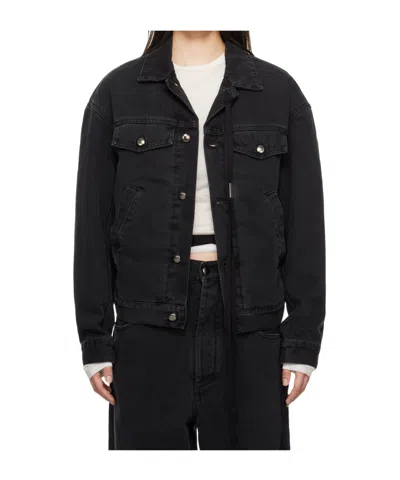 Ann Demeulemeester Long-sleeved Denim Coat In Black