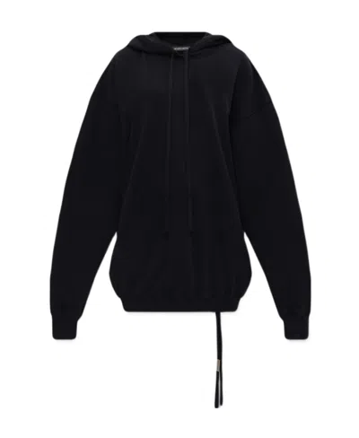 Ann Demeulemeester Long-sleeved Drawstring Hoodie In Black
