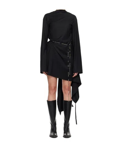 Ann Demeulemeester Long-sleeved Dress In Black