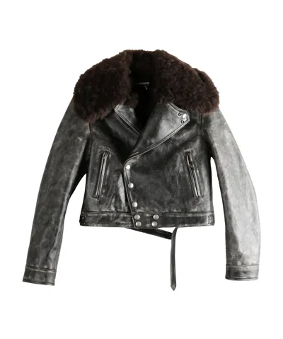 ANN DEMEULEMEESTER ANN DEMEULEMEESTER SHEARLING LEATHER JACKET