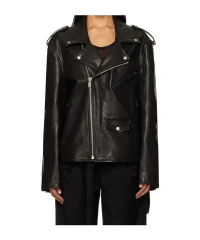 Ann Demeulemeester Black Anu Perfecto Leather Jacket In 099 Black