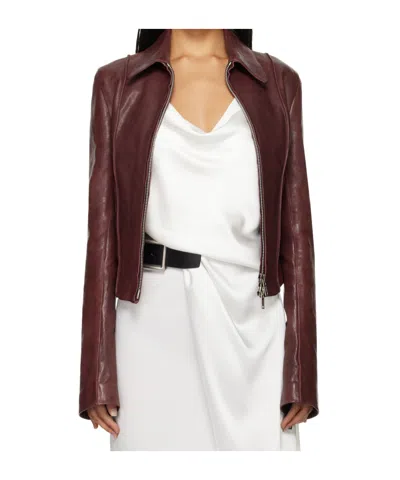 Ann Demeulemeester Long-sleeved Leather Jacket In White