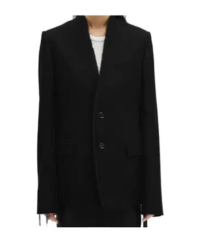 Ann Demeulemeester Long-sleeved Suit Coat In Black