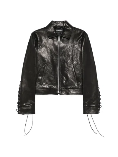 Ann Demeulemeester Long-sleeve Leather Jacket In Black