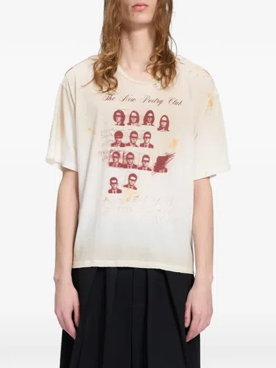 Ann Demeulemeester Lu The New Poetry Club T-shirt In Neutral