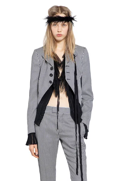 Ann Demeulemeester Lune Open Front Fitted Jacket In Black