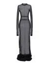 Ann Demeulemeester Long Sleeved Crewneck Maxi Dress In Black
