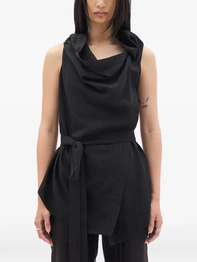 Ann Demeulemeester Macy Cowl-neck Belted Top In Black