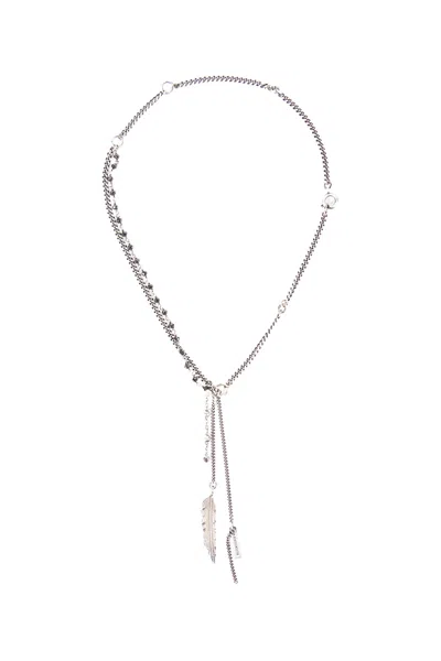 Ann Demeulemeester Maiko Feather Necklace In Silver