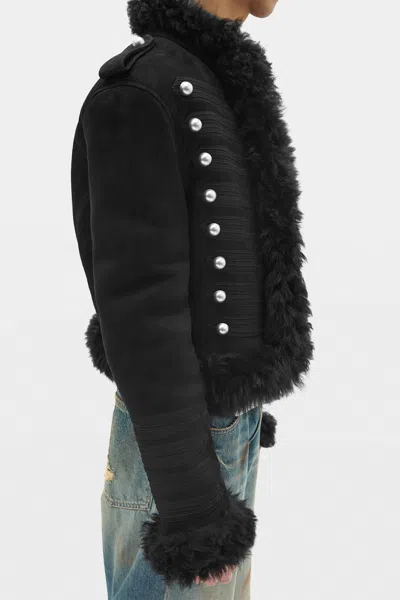 Ann Demeulemeester Maldus Embroidered Cropped Marsina Jacket In Black