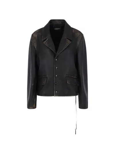Ann Demeulemeester Malik Distressed-effect Leather Jacket In Black