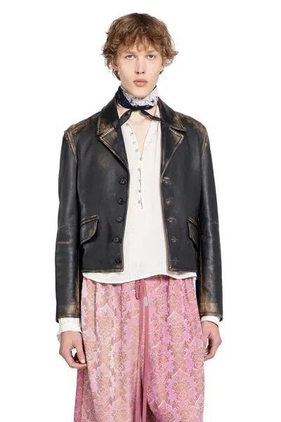 Ann Demeulemeester Malik Jacket In Brushed Lambskin In Black