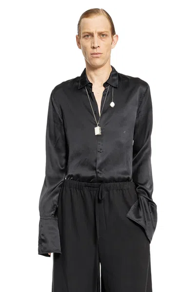 Ann Demeulemeester Man Black Shirts