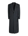 Ann Demeulemeester Man Coat Charcoal Size 42 Wool, Polyamide In Blue
