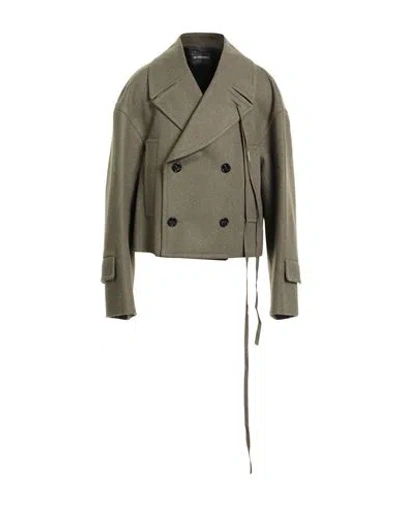 Ann Demeulemeester Man Coat Military Green Size 42 Wool, Polyamide