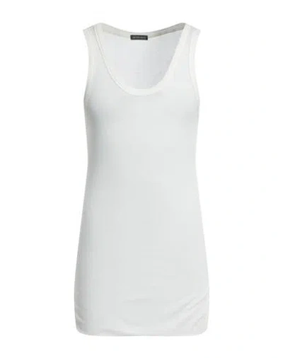 Ann Demeulemeester Man Tank Top Ivory Size 40 Cotton, Cashmere In White