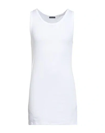 Ann Demeulemeester Man Tank Top White Size L Cotton, Glass