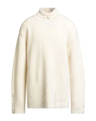 Ann Demeulemeester Man Turtleneck Ivory Size S Virgin Wool In White