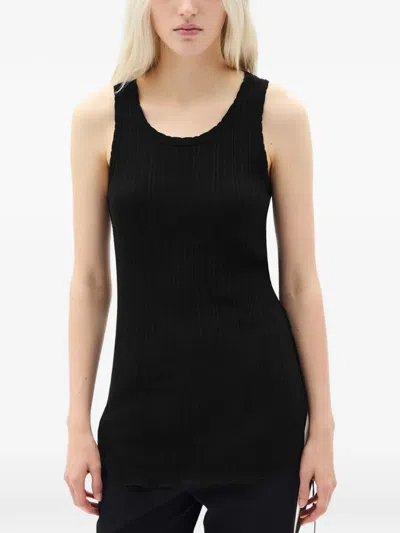 Ann Demeulemeester Mara Ribbed Side-tie Tank Top In Black