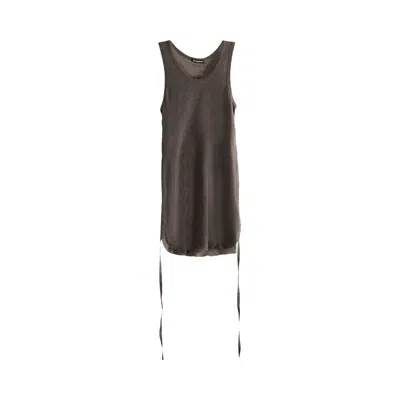 Pre-owned Ann Demeulemeester Mara Wrinkled Cropped Tank Top 'beaver' | Grey | Women's Size M In Gray