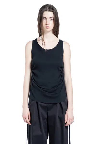 Ann Demeulemeester Mara Wrinkled Cropped Tank Top In Blue