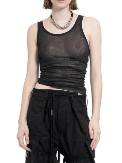 Ann Demeulemeester Mara Wrinkled Cropped Tank Top In Black