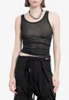 Ann Demeulemeester Mara Wrinkled Sheer Cropped Tank Top In Black