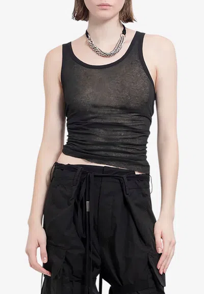 ANN DEMEULEMEESTER MARA WRINKLED SHEER CROPPED TANK TOP