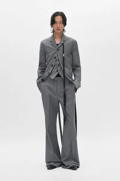 Ann Demeulemeester Marcelino Comfort Trousers With Metal Buckle Belt In Gray