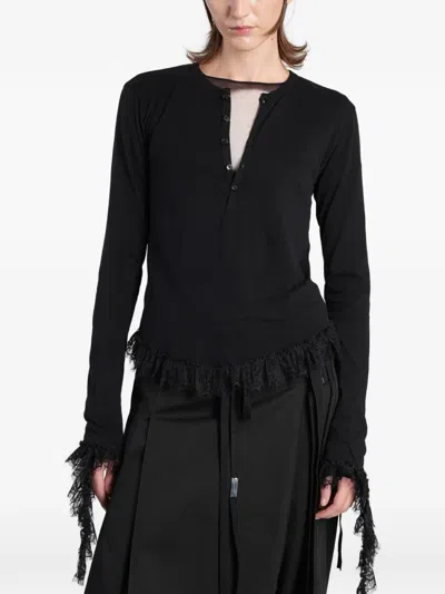 Ann Demeulemeester Mare Lace-trim Top In Black