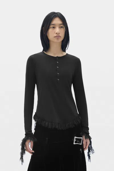 Ann Demeulemeester Mare Wrinkled Serafino Top In Black