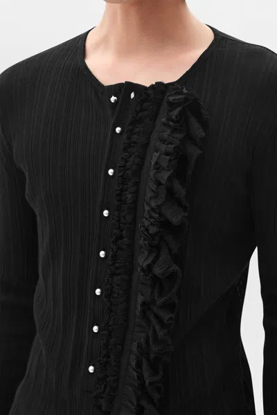 Ann Demeulemeester Maris Long Sleeves Serafino Top In Black
