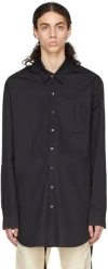 ANN DEMEULEMEESTER ANN DEMEULEMEESTER MARK HIGH COMFORT STRIPED POPELINE SHIRT BLACK