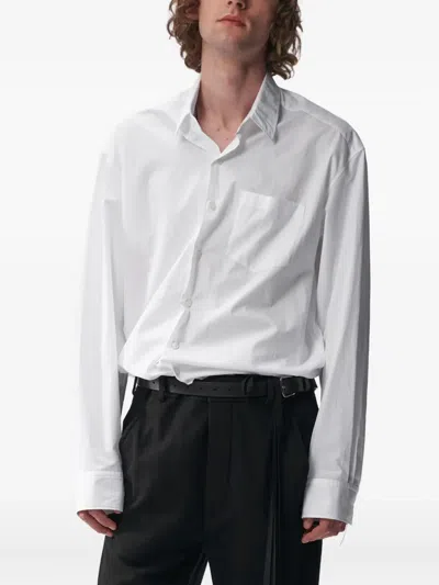 Ann Demeulemeester Mark Popeline Long-sleeve Shirt In White