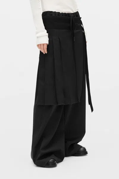 Ann Demeulemeester Marke Apron-detail Drawstring Trousers In Black