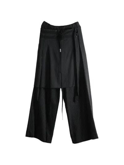 Ann Demeulemeester Marke Pinstripe-pattern Layered-design Trousers In Black