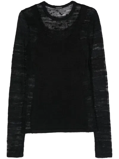 Ann Demeulemeester Marten Ghost Long Sleeve Top Sweaters Black "black"